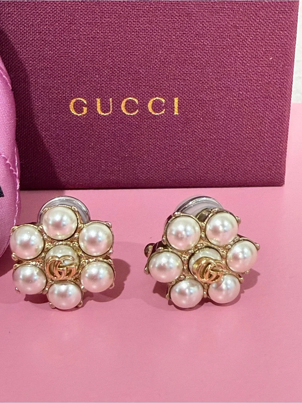 Gucci Pearl Flower Clip-On Earrings